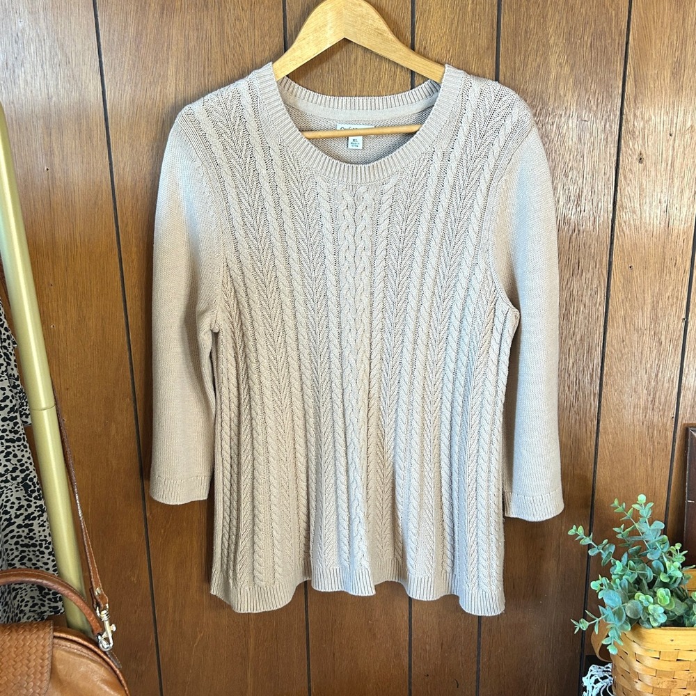 Vintage Croft & Barrow Tan Cable Knit Sweater Size XL